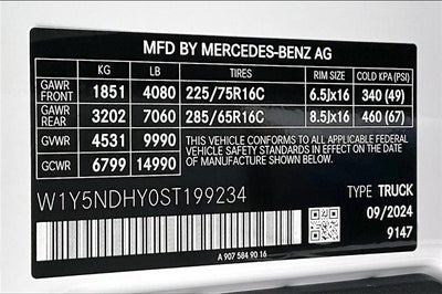 2025 Mercedes-Benz Sprinter 3500 Cargo 170 WB Extended