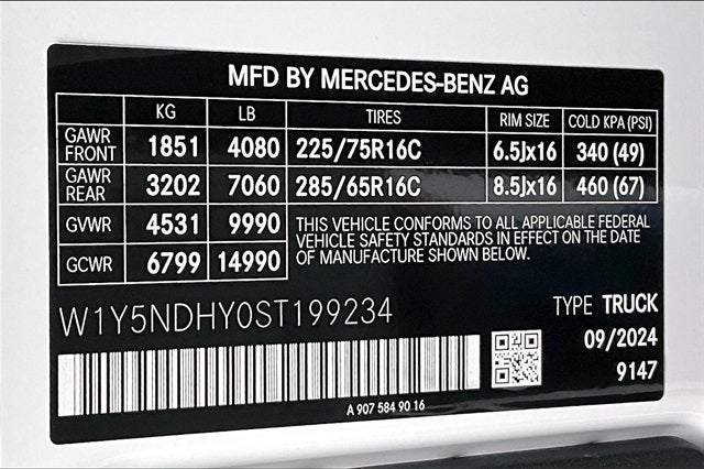 2025 Mercedes-Benz Sprinter 3500 Cargo 170 WB Extended