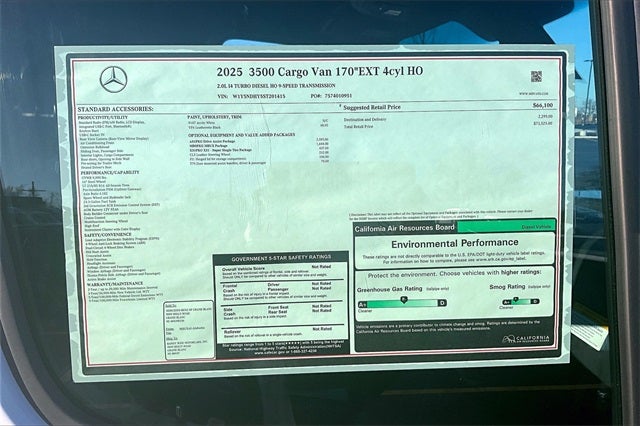 2025 Mercedes-Benz Sprinter 3500 Cargo 170 WB Extended