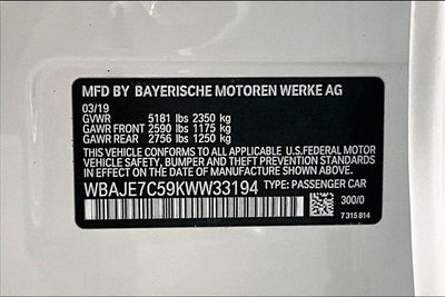 2019 BMW 5 Series 540i xDrive