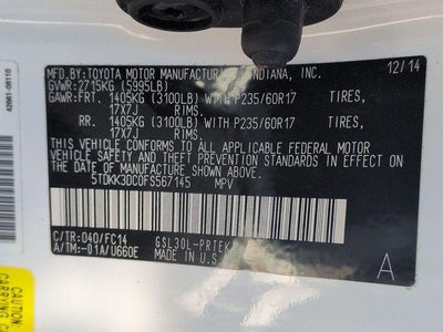 2015 Toyota SIENNA LE 3.5L LE 8 Passenger