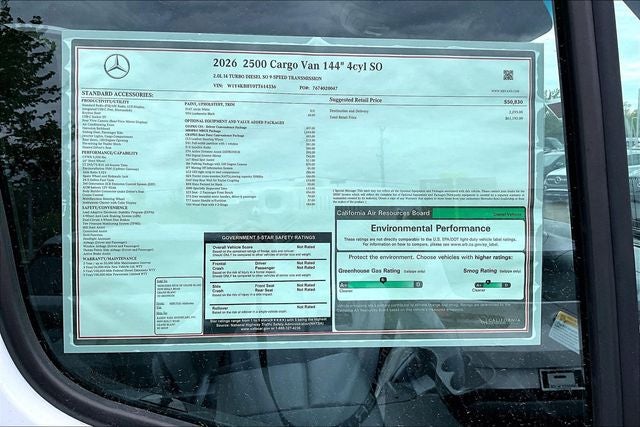 2026 Mercedes-Benz Sprinter 2500 Cargo 144 WB
