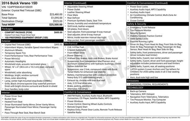 2016 Buick Verano Base
