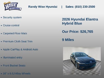 2026 Hyundai Elantra Hybrid Blue