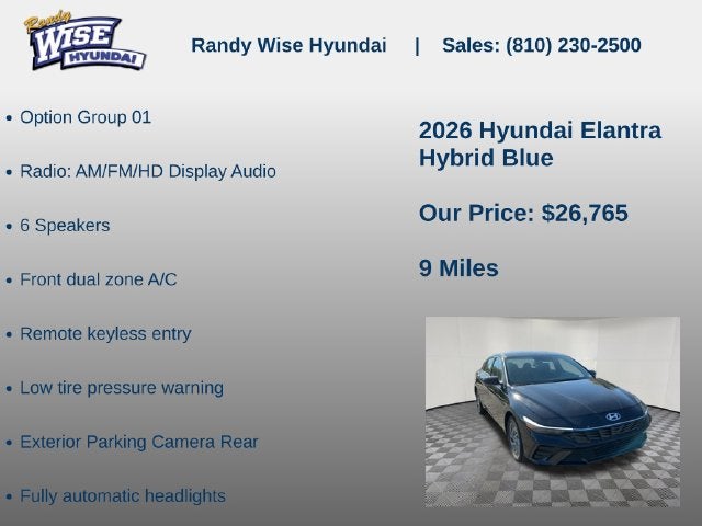 2026 Hyundai Elantra Hybrid Blue