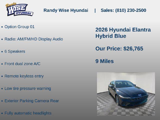 2026 Hyundai Elantra Hybrid Blue