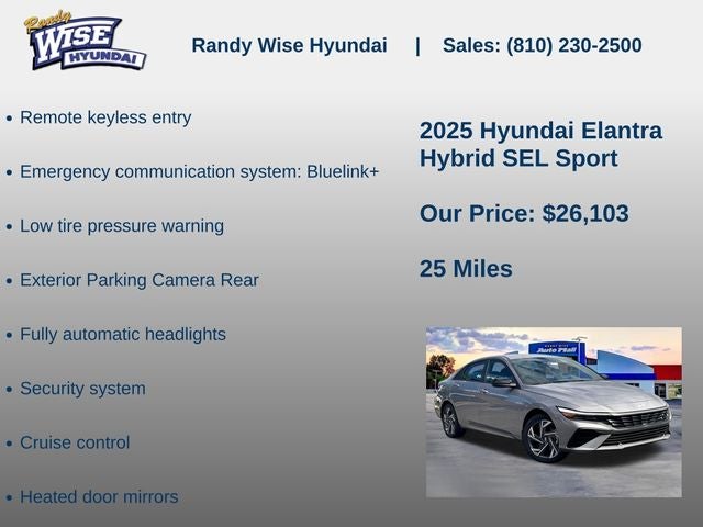 2025 Hyundai Elantra Hybrid SEL Sport