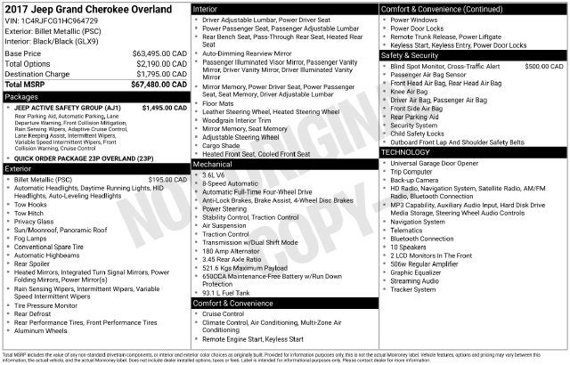 2017 Jeep Grand Cherokee Overland Certified
