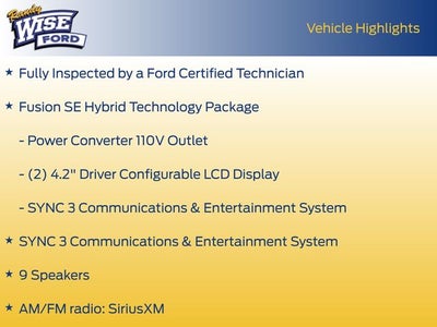 2017 Ford Fusion Hybrid SE