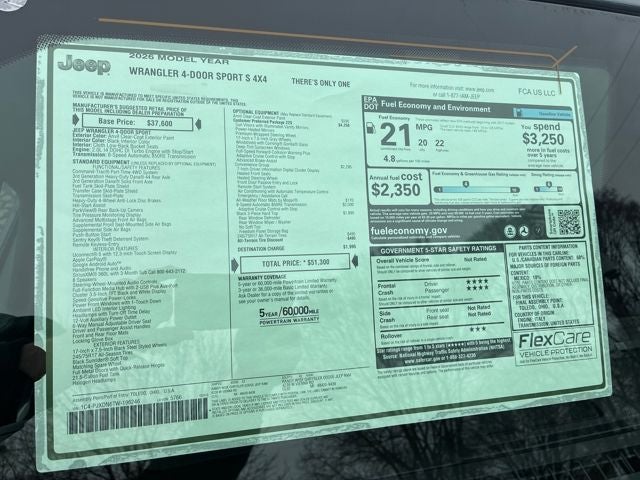 2026 Jeep Wrangler WRANGLER 4-DOOR SPORT S